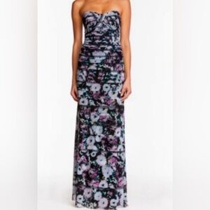 BCBG MAXAZRIA Erika strapless maxi floral tiered dress NWOT
